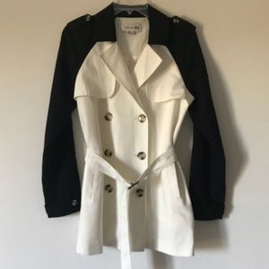 Forever 21 Color-block Short Trench Coat - Medium